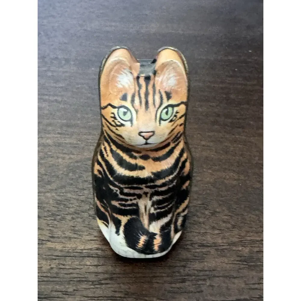 Vintage Hunkydory Design Dana Kubick Cat Tin Trinket Box Tinware Cat Lady 1986
